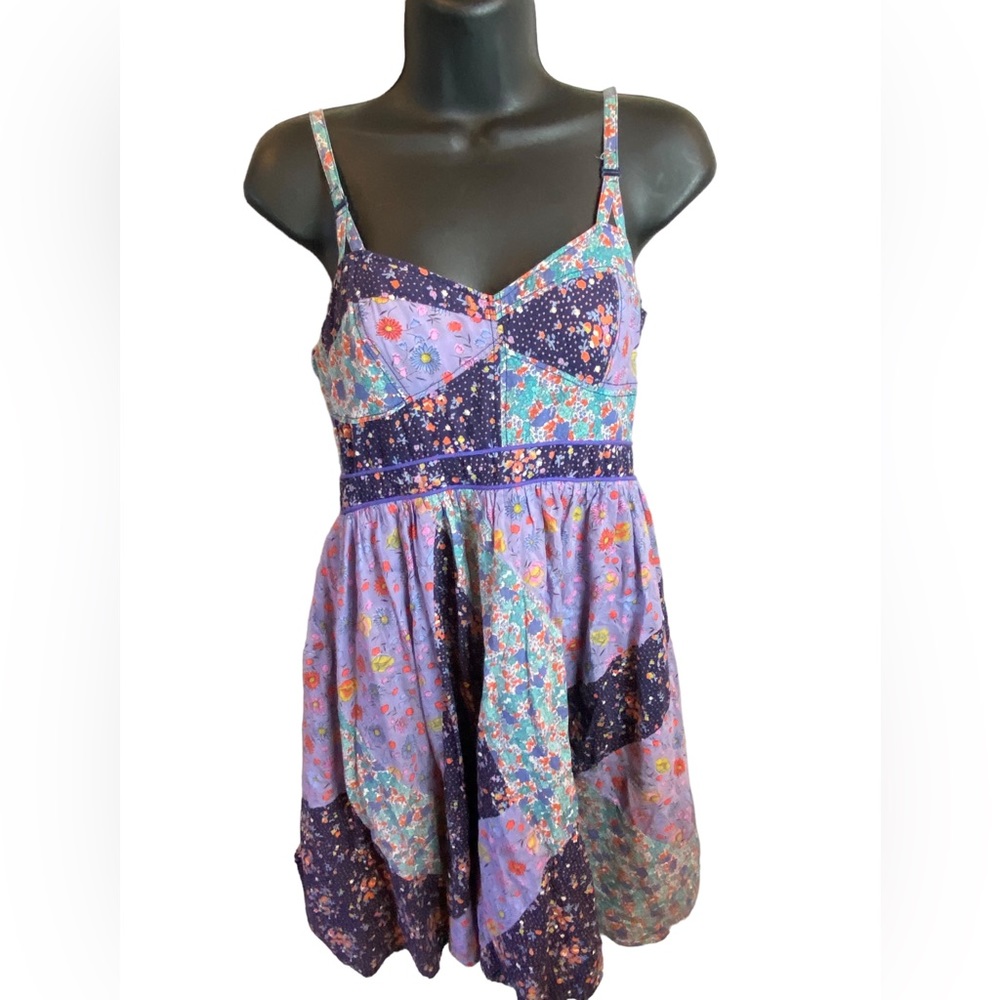 Maeve Lavender Patchwork Floral Mini Dress